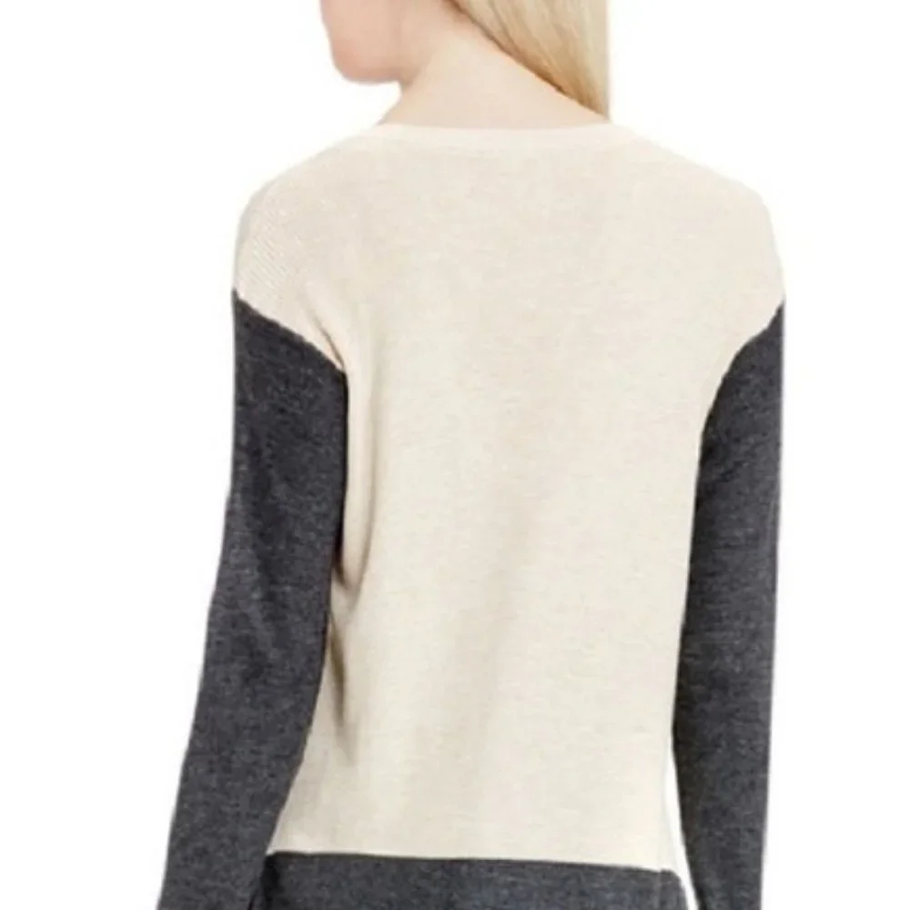 Vince Camuto Colorblock Waffle Knit V-Neck Sweater
